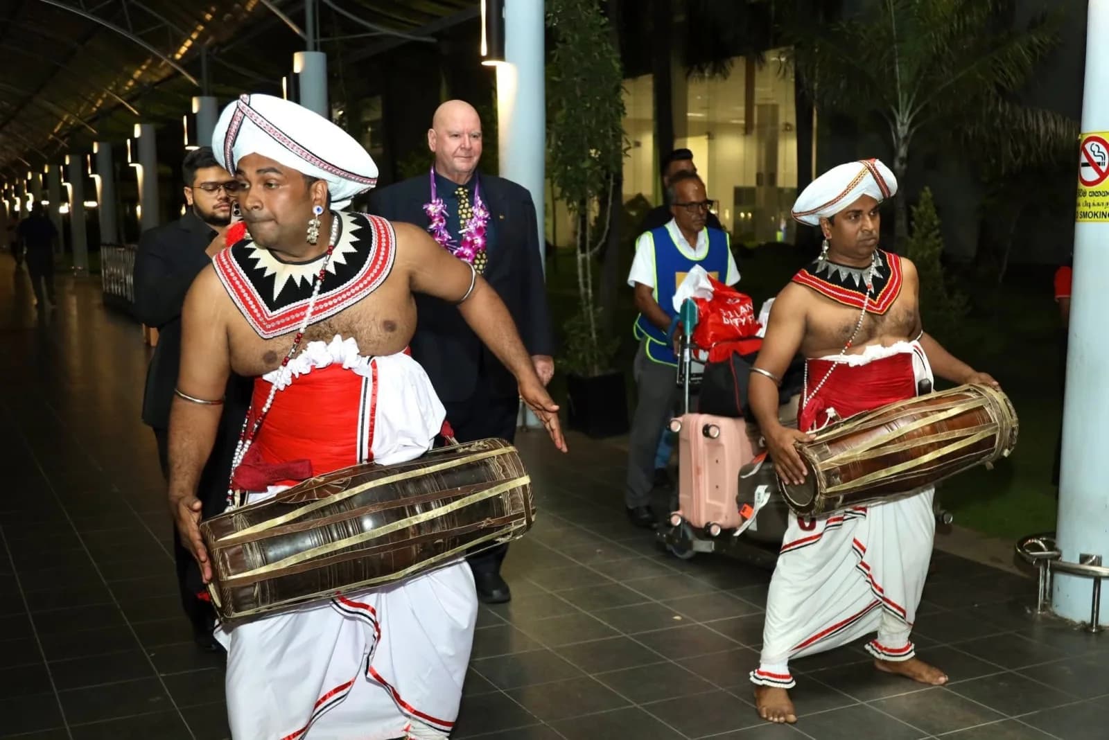 Traditional Sri Lankan drummers welcoming international event guests